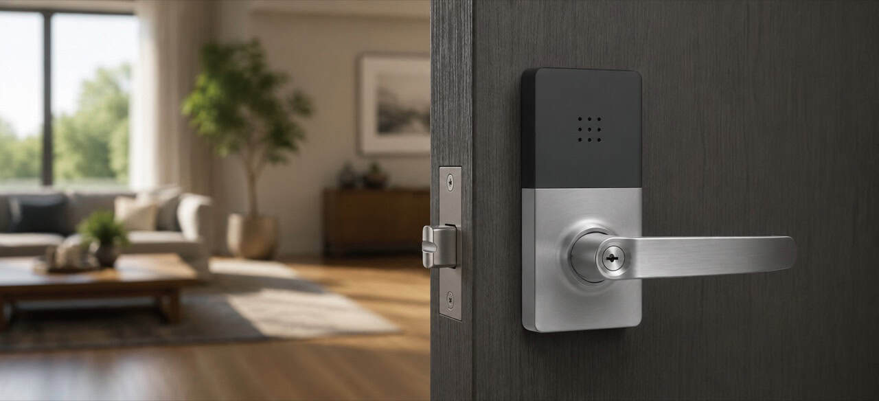 Smart door lock representing connected devices