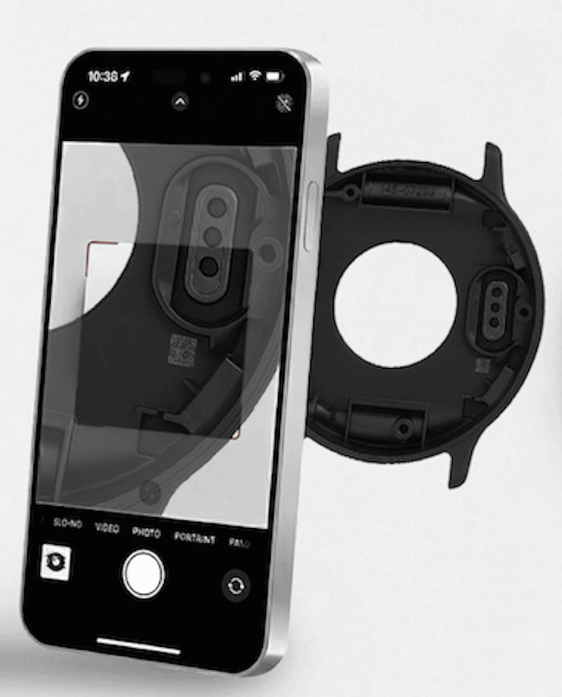 Phone scanning a product QR code