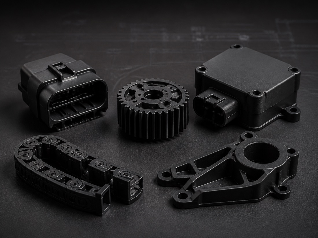 Precision-molded plastic components for industrial applications
